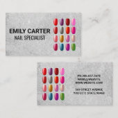 Carte De Visite Clous de manucure colorés (Devant / Derrière)