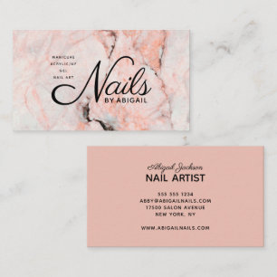 Carte De Visite Clous De Marbre Rose De Corail Moderne Par "Nom" E