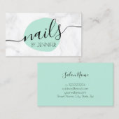 Carte De Visite Clous de marbre vert menthe et blanc (Devant / Derrière)