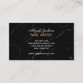 Carte De Visite Clous D'Or En Marbre Noir Moderne Par "Nom" (Dos)