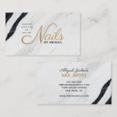 Carte De Visite Clous d'or noir & Marbre blanc par "Nom" (Devant / Derrière)