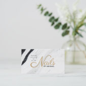 Carte De Visite Clous d'or noir & Marbre blanc par "Nom" (Debout devant)