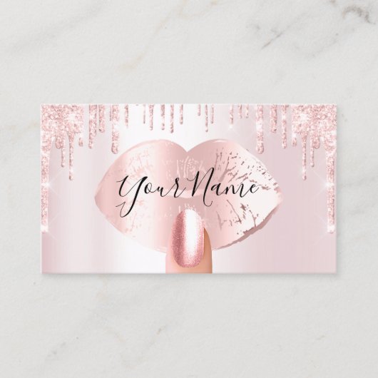 Carte De Visite Clous Manicure Maquillage Artiste Rose Lèvres Blus (Devant)