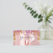 Carte De Visite Clous Manicure Maquillage Artiste Rose Lèvres Or (Debout devant)