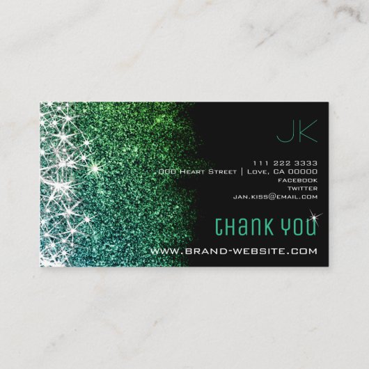 Carte De Visite Clous Manucure Lumineuse Parties scintillant Turqu (Dos)