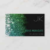 Carte De Visite Clous Manucure Lumineuse Parties scintillant Turqu (Devant)