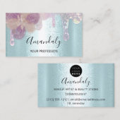 Carte De Visite Clous Maquillage Artiste Lash Logo Logo Fleurs Déc (Devant / Derrière)