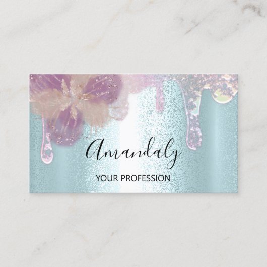 Carte De Visite Clous Maquillage Artiste Lash Logo Logo Fleurs Déc (Devant)