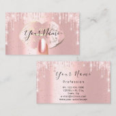 Carte De Visite Clous Maquillage Artiste Rose Drips Kiss Lips Gold (Devant / Derrière)