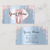 Carte De Visite Clous Maquillage Artiste Rose Lèvres Baiser Rose B (Devant / Derrière)