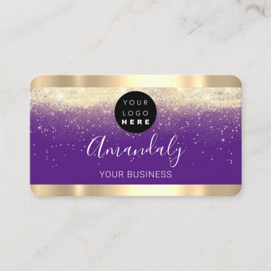 Carte De Visite Clous maquillage Stylist Gold violet violet logo (Devant)