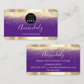 Carte De Visite Clous maquillage Stylist Gold violet violet logo (Devant / Derrière)