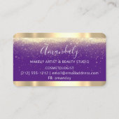 Carte De Visite Clous maquillage Stylist Gold violet violet logo (Dos)
