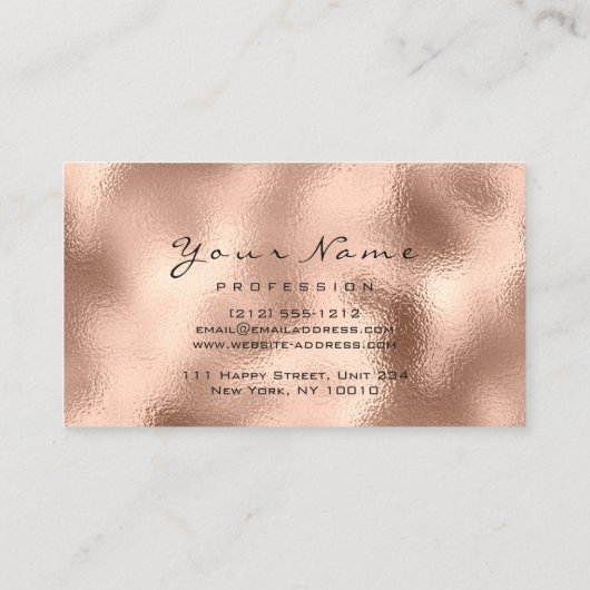 Carte De Visite Clous Parties scintillant Art Rose maigre Métal ma (Dos)