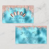 Carte De Visite Clous Parties scintillant d'art Rose Bleu mince Le (Devant / Derrière)