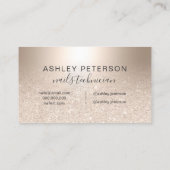 Carte De Visite Clous parties scintillant or chic ombre feuille mé (Dos)