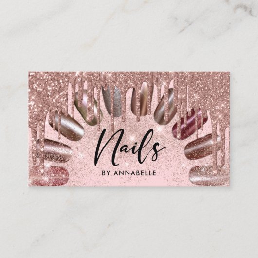 Carte De Visite Clous Rose moderne Parties scintillant or  Drives (Devant)