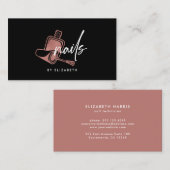 Carte De Visite Clous Rose or et noir  (Devant / Derrière)