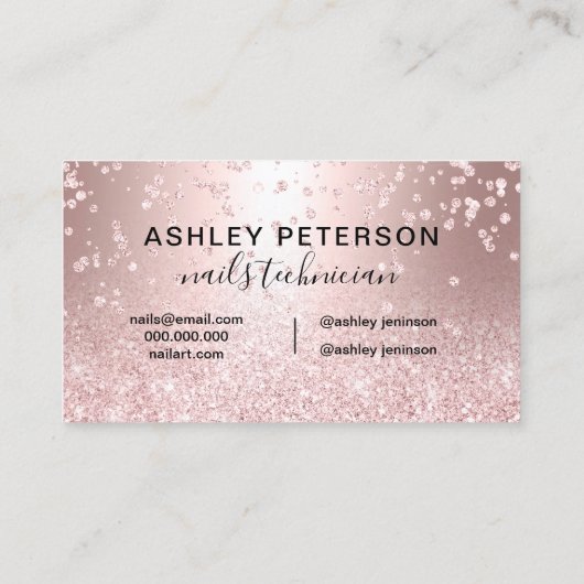 Carte De Visite Clous rose or parties scintillant métallique scint (Dos)