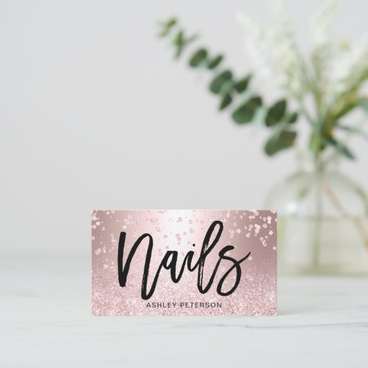 Carte De Visite Clous rose or parties scintillant métallique scint (Debout devant)