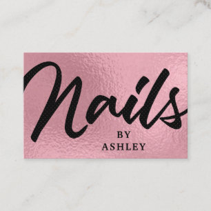 Carte De Visite Clous roses modernes de calligraphie d'or