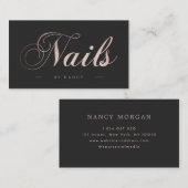 Carte De Visite Clous Script Calligraphie Rose Parties scintillant (Devant / Derrière)