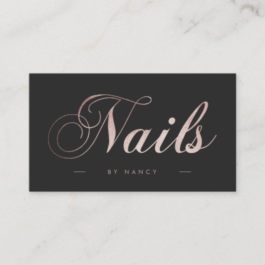 Carte De Visite Clous Script Calligraphie Rose Parties scintillant (Devant)