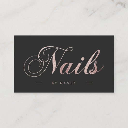 Carte De Visite Clous Script Calligraphie Rose Parties scintillant (Devant)