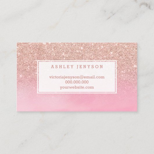 Carte De Visite Clous script rose or parties scintillant rose aqua (Dos)