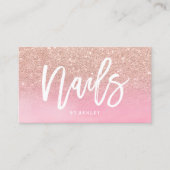 Carte De Visite Clous script rose or parties scintillant rose aqua (Devant)
