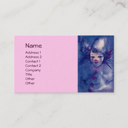 CARTE DE VISITE CLOWN EN VIOLET (Devant)