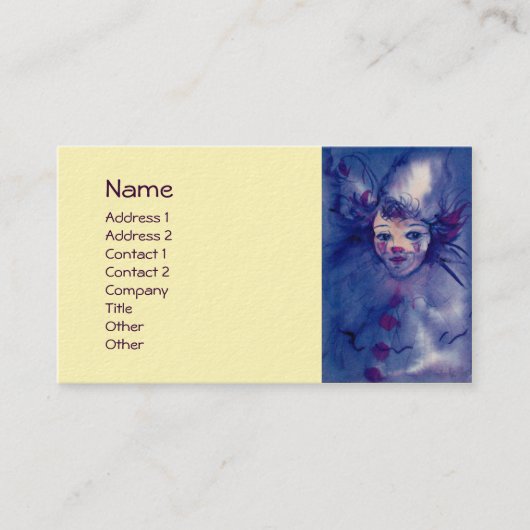 CARTE DE VISITE CLOWN EN VIOLET (Devant)