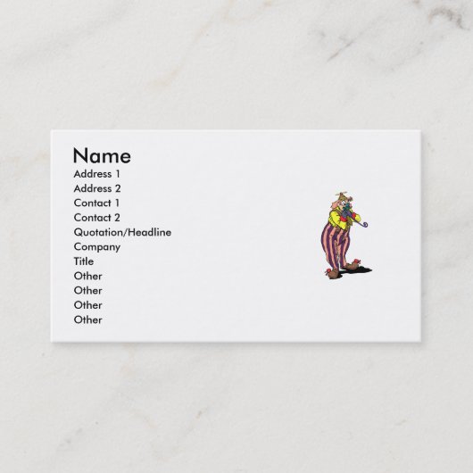 Carte De Visite Clown idiot (Devant)