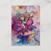 Carte De Visite CLOWN MUSICAL Rose Thé Bleu Aquarelle (Dos)