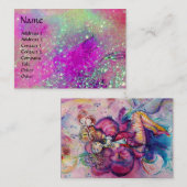 Carte De Visite CLOWN MUSICAL Rose Violet Bleu Aquarelle (Devant / Derrière)