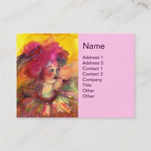 CARTE DE VISITE CLOWN ROSE (Devant)