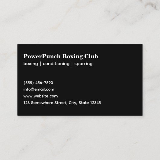 Carte De Visite Club de boxe (Dos)