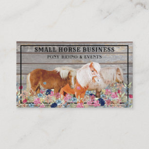 Carte De Visite Club de Cheval en Bois Rustique Poney Fleur Petit