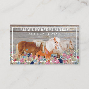 Carte De Visite Club de Cheval en Bois Rustique Poney Floral Petit