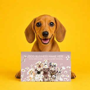 Carte De Visite Club de chien rose Communauté animale locale