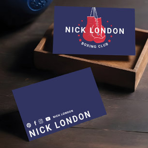 Carte De Visite Club de gants de boxe rouge moderne et branché en