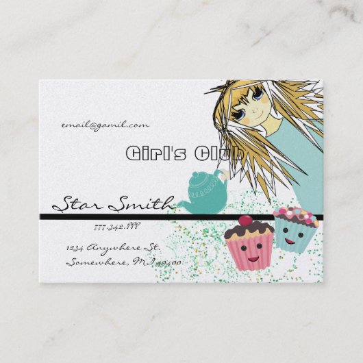 Carte De Visite Club de gâteaux de coupe de filles d'Anime (Devant)