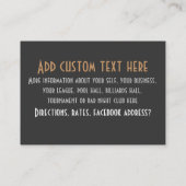 Carte De Visite Club de Pool.Billiards.Cards.Poker.Bar.Night. (Dos)