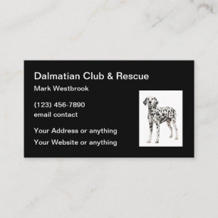 Carte De Visite Club de race de chien de sauvetage dalmate
