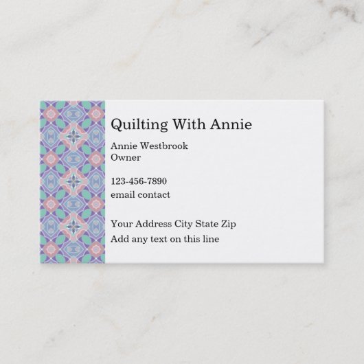 Carte De Visite Club Et Classes De Quilting (Devant)