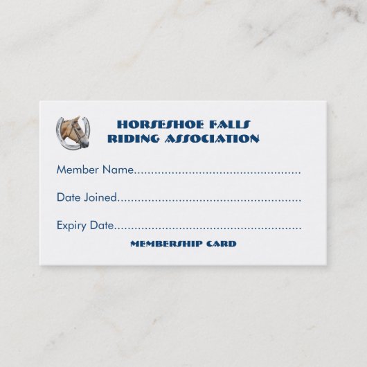 Carte De Visite Club ou adhésion à des associations de cheval (Devant)