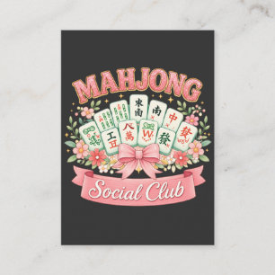 Carte De Visite Club Social de Mahjong Arc en Floral Rose