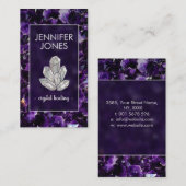 Carte De Visite Cluster de cristaux de perles sur Améthyste (Devant / Derrière)