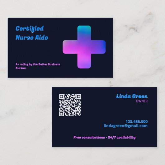 Carte De Visite CNA Nursing QR (Devant / Derrière)
