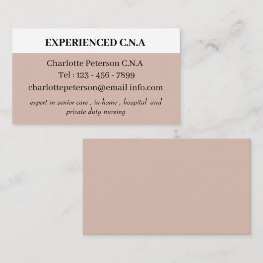 Carte De Visite CNA simple (Devant / Derrière)